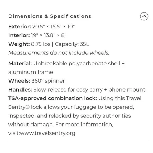 NOBL Travel Classic Carry-On Spinner 22” Ziperless Polycarbonate TSA Lock Pink - Picture 14 of 14